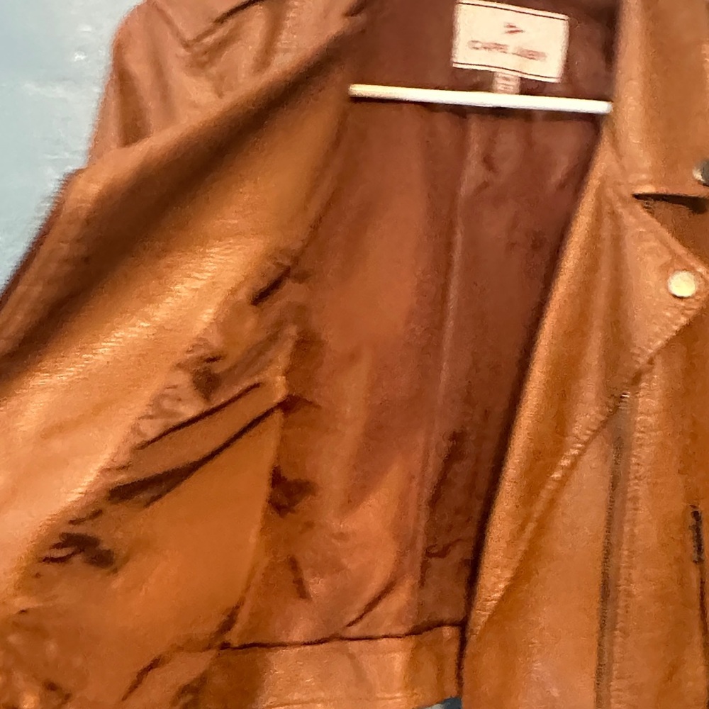 Cape Juby Women's Brown Faux Leather Biker Jacket - Picture 3 of 8